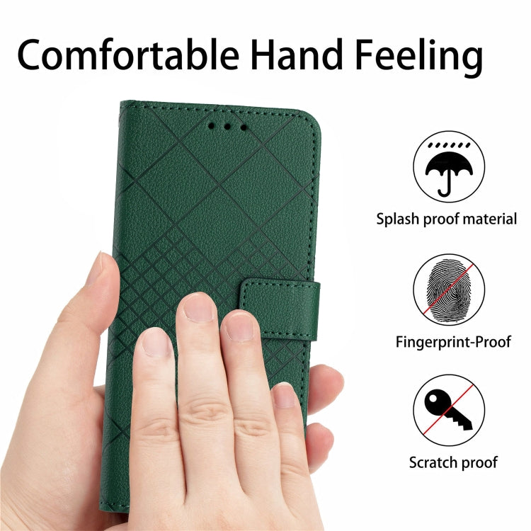 For iPhone 16e Rhombic Grid Texture Leather Phone Case(Green)