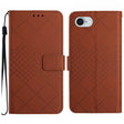 For iPhone 16e Rhombic Grid Texture Leather Phone Case(Brown) - iPhone 16e Cases by PMC TechLife | Online Shopping South Africa | PMC TechLife | Buy Now Pay Later Mobicred
