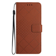 For iPhone 16e Rhombic Grid Texture Leather Phone Case(Brown)