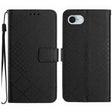 For iPhone 16e Rhombic Grid Texture Leather Phone Case(Black) - iPhone 16e Cases by PMC TechLife | Online Shopping South Africa | PMC TechLife | Buy Now Pay Later Mobicred