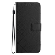 For iPhone 16e Rhombic Grid Texture Leather Phone Case(Black)