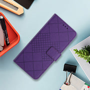 For iPhone 16 Plus Rhombic Grid Texture Leather Phone Case(Purple)