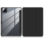 For Xiaomi Pad 6S Pro 12.4 Acrylic 3-Fold Solid Color Smart Leather Tablet Case(Black)