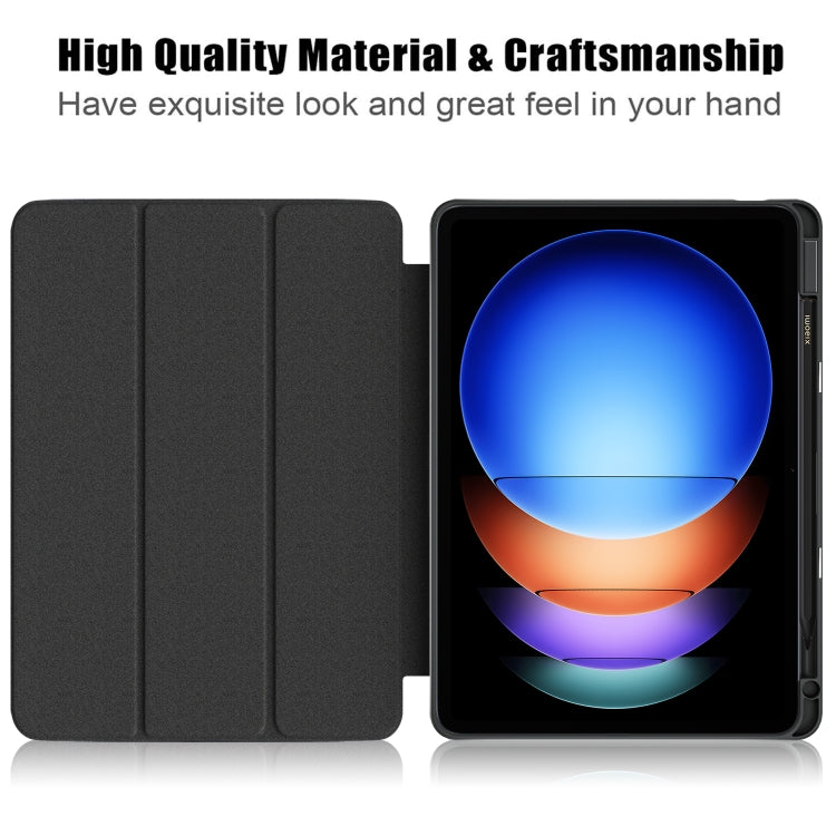 For Xiaomi Pad 6S Pro 12.4 Acrylic 3-Fold Solid Color Smart Leather Tablet Case(Black)