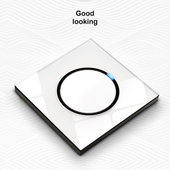 86mm Round LED Tempered Glass Switch Panel, White Round Glass, Style:One Open Multiple Control