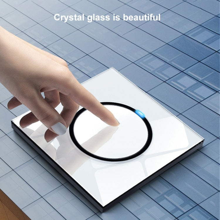 86mm Round LED Tempered Glass Switch Panel, White Round Glass, Style:One Open Multiple Control