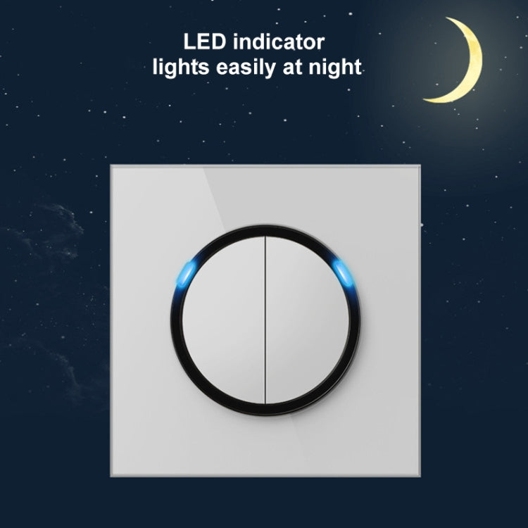 86mm Round LED Tempered Glass Switch Panel, White Round Glass, Style:One Open Multiple Control