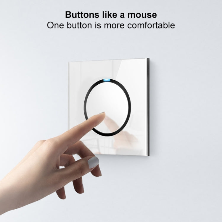 86mm Round LED Tempered Glass Switch Panel, White Round Glass, Style:Telephone Socket