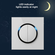 86mm Round LED Tempered Glass Switch Panel, White Round Glass, Style:Telephone Socket