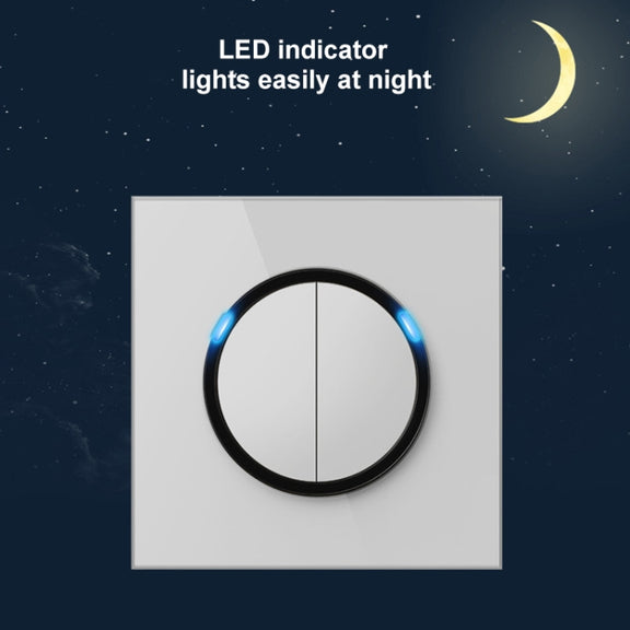 86mm Round LED Tempered Glass Switch Panel, White Round Glass, Style:Telephone Socket