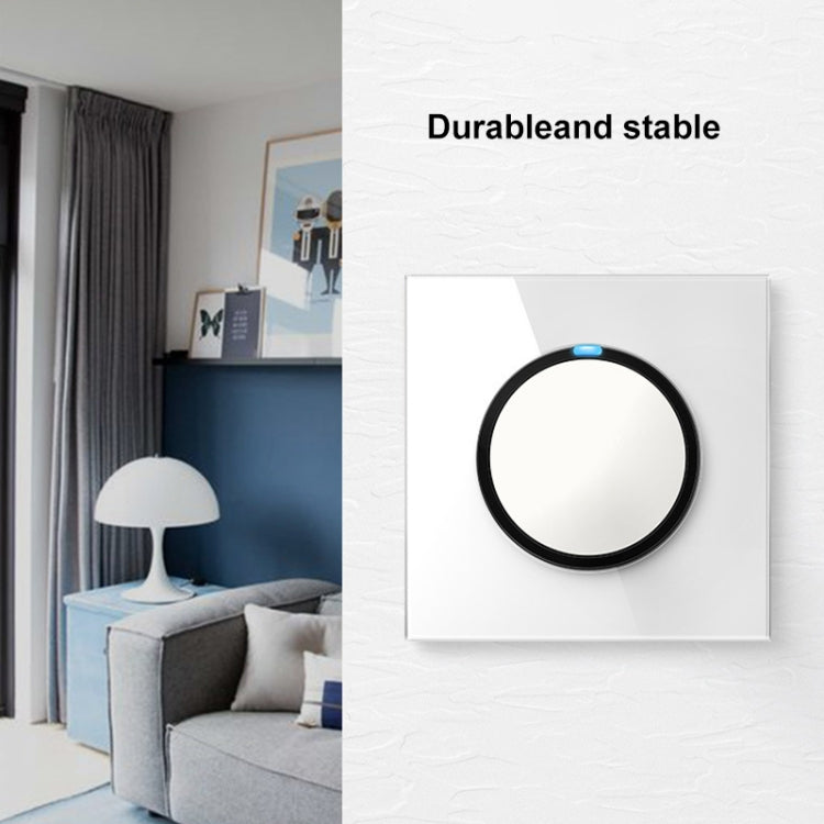 86mm Round LED Tempered Glass Switch Panel, White Round Glass, Style:TV-Computer Socket