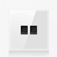86mm Round LED Tempered Glass Switch Panel, White Round Glass, Style:Dual Computer Socket - free shipping - PMC TechLife - Order now!