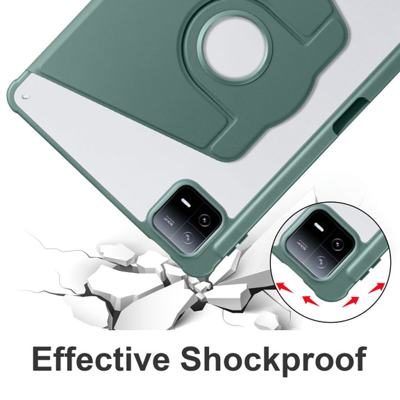 For Xiaomi Pad 6 Pro / Pad 6 Acrylic 360 Degree Rotation Holder Tablet Leather Case(Dark Green)