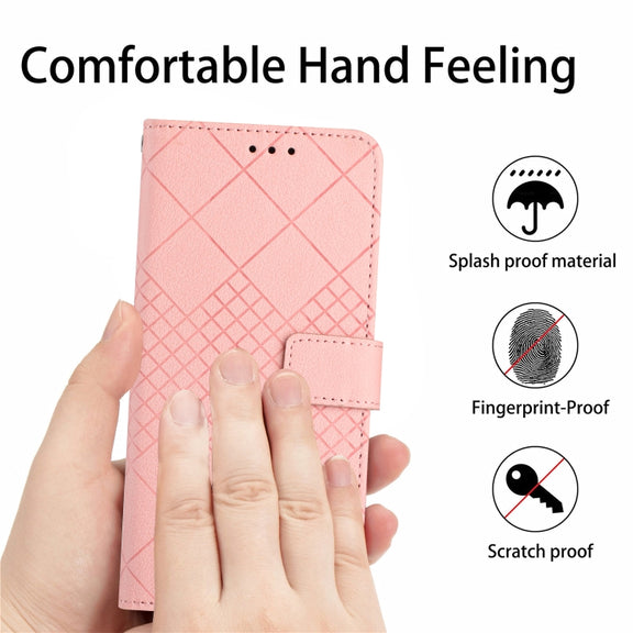 For Google Pixel 9 Pro Rhombic Grid Texture Leather Phone Case(Pink)