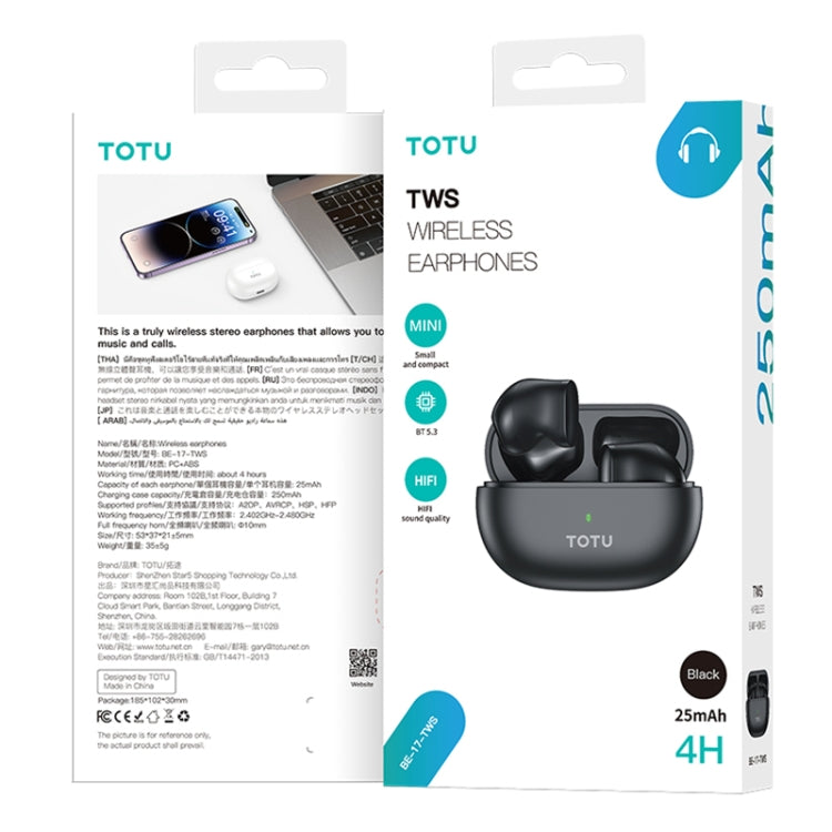 TOTU BE -17-TWS Bluetooth 5.3 Wireless Bluetooth Earphone(Black)