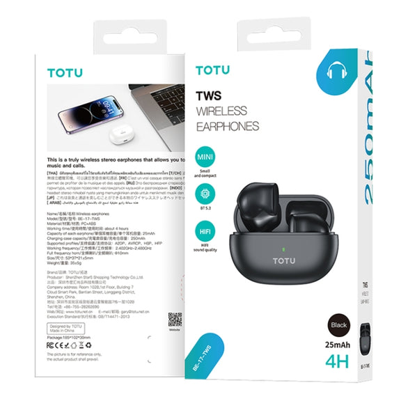 TOTU BE -17-TWS Bluetooth 5.3 Wireless Bluetooth Earphone(Black)