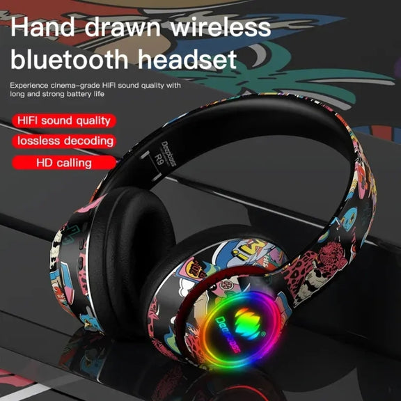 L750 3 in 1 RGB Graffiti Pattern Wireless Gaming Noise Reduction Headset(Black)