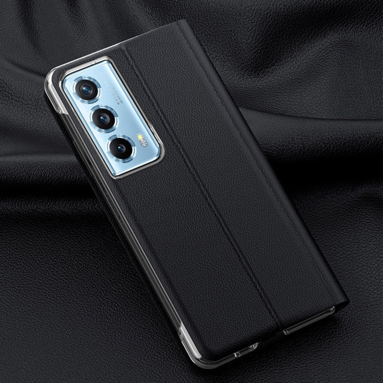 For Honor Magic Vs2 Attraction Flip Holder Side Window Smart Leather Phone Case(Black)