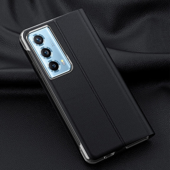 For Honor Magic Vs2 Attraction Flip Holder Side Window Smart Leather Phone Case(Black)