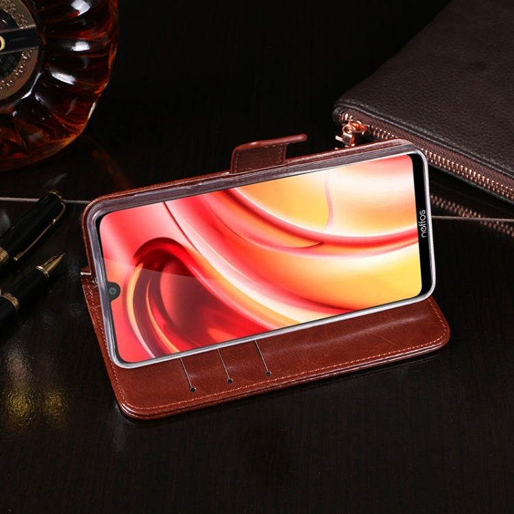 For TP-Link Neffos C9s idewei Crazy Horse Texture Horizontal Flip Leather Case with Holder & Card Slots & Wallet(Yellow)