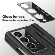 For Samsung Galaxy Z Fold4 PU + PC Full Coverage Phone Case with Pen/Pen Slots(Black)