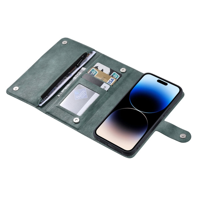 For iPhone 14 Pro Max ViLi GV Series MagSafe Magnetic Zipper Leather Phone Case(Green)