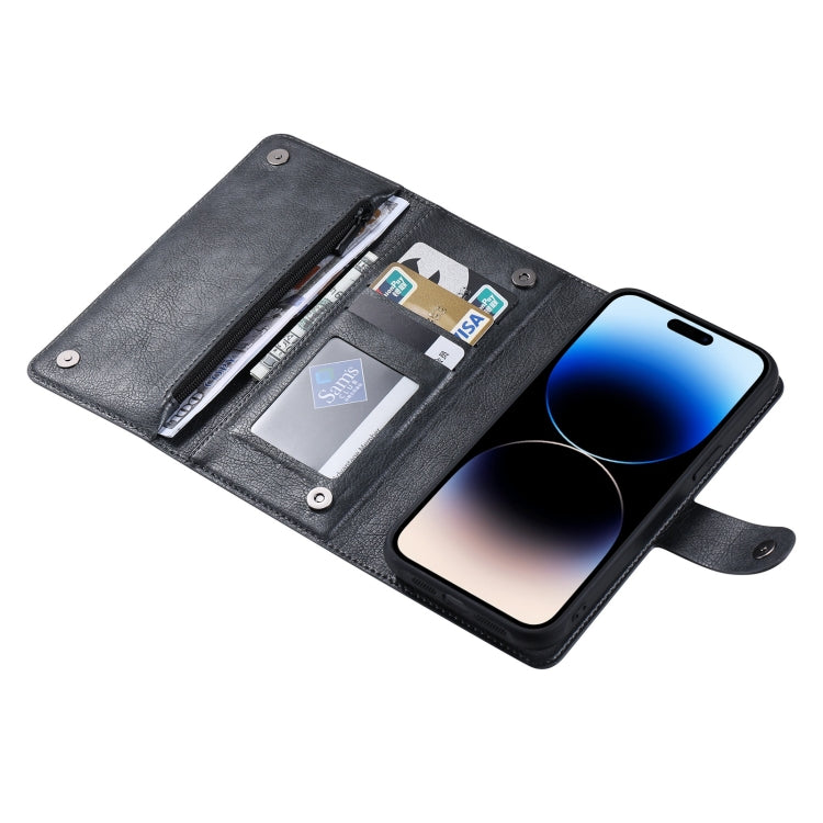 For iPhone 14 Pro ViLi GV Series MagSafe Magnetic Zipper Leather Phone Case(Black)