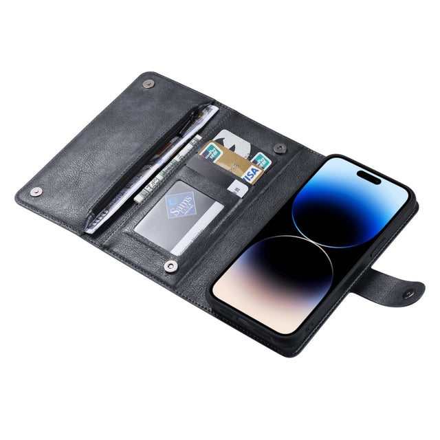 For iPhone 14 Pro ViLi GV Series MagSafe Magnetic Zipper Leather Phone Case(Black)