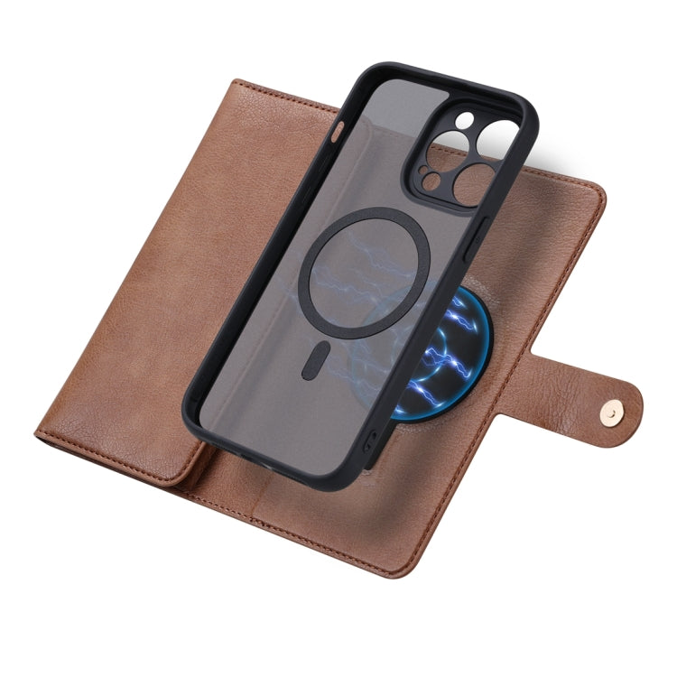 For iPhone 15 ViLi GV Series MagSafe Magnetic Zipper Leather Phone Case(Brown)