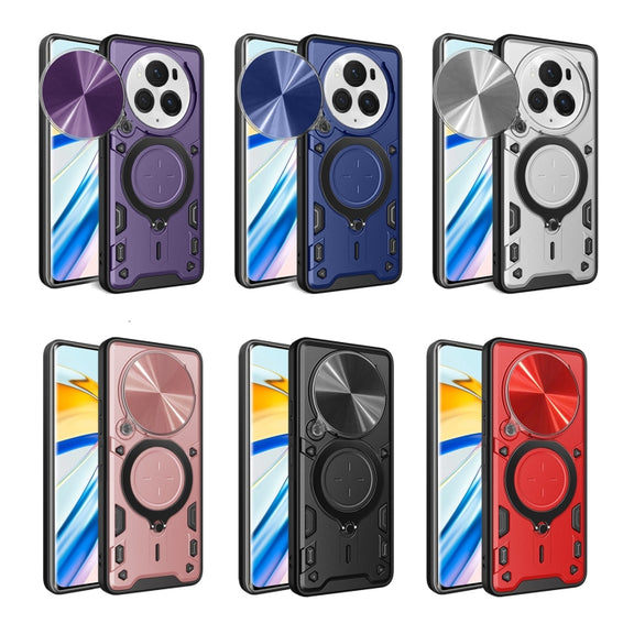 For Honor Magic6 Pro 5G CD Texture Sliding Camshield Magnetic Holder Phone Case(Pink)