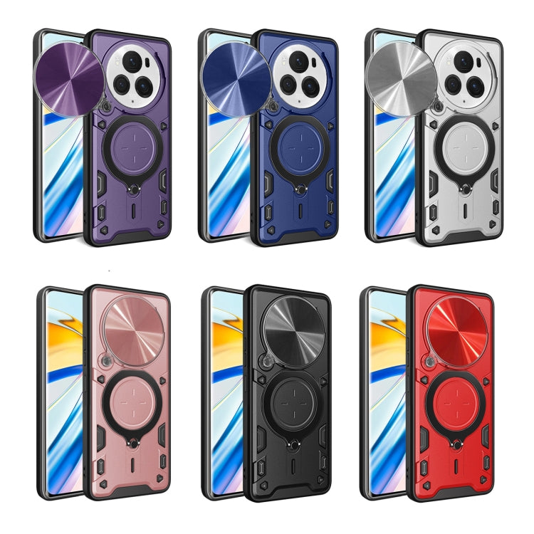 For Honor Magic6 Pro 5G CD Texture Sliding Camshield Magnetic Holder Phone Case(Purple)