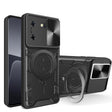 For Tecno Pova 5 CD Texture Sliding Camshield Magnetic Holder Phone Case(Black) - Tecno Cases by PMC TechLife | Online Shopping South Africa | PMC TechLife | Buy Now Pay Later Mobicred