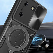 For Tecno Pova 5 CD Texture Sliding Camshield Magnetic Holder Phone Case(Black)