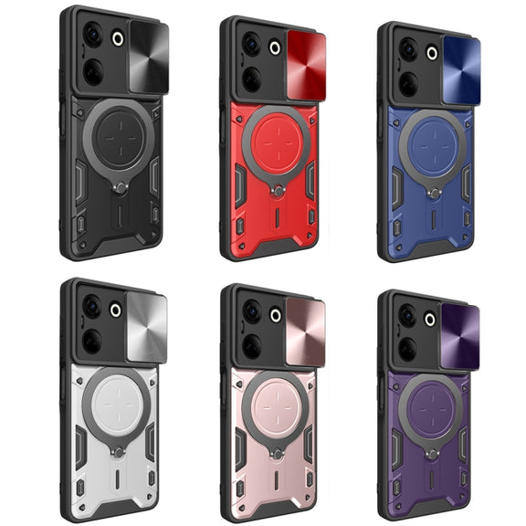 For Tecno Camon 20 4G / 20 Pro 4G CD Texture Sliding Camshield Magnetic Holder Phone Case(Black)