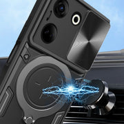 For Tecno Camon 20 4G / 20 Pro 4G CD Texture Sliding Camshield Magnetic Holder Phone Case(Black)