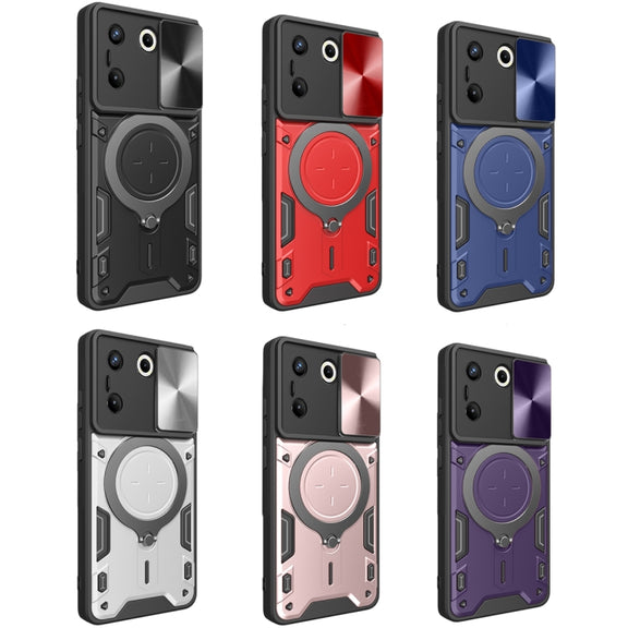 For Tecno Camon 20 Pro 5G CD Texture Sliding Camshield Magnetic Holder Phone Case(Black)