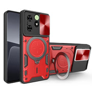 For Tecno Spark Go 2024/Spark 20 CD Texture Sliding Camshield Magnetic Holder Phone Case(Red)