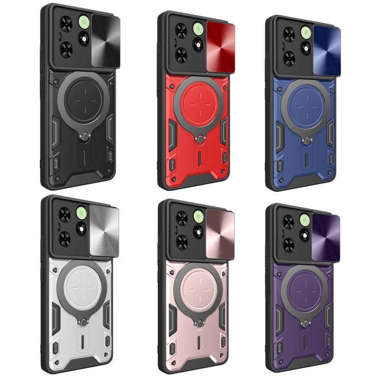 For Tecno Spark Go 2024/Spark 20 CD Texture Sliding Camshield Magnetic Holder Phone Case(Purple)