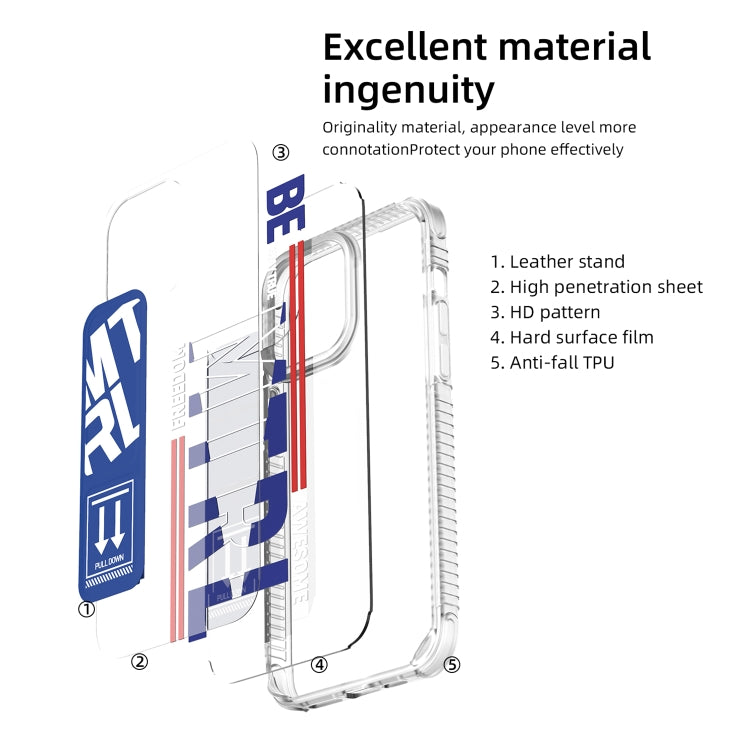 For iPhone 15 Pro Max Mutural Cyber Series TPU Phone Case with IML Stand(Red)
