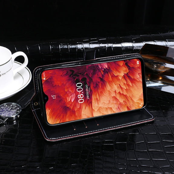 For Ulefone Note 8P idewei Crocodile Texture Horizontal Flip Leather Case with Holder & Card Slots & Wallet(Black)