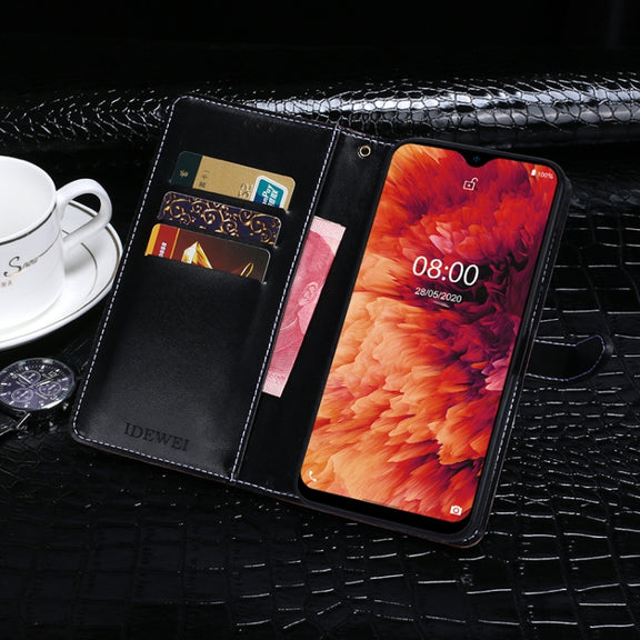 For Ulefone Note 8P idewei Crocodile Texture Horizontal Flip Leather Case with Holder & Card Slots & Wallet(Dark Blue)