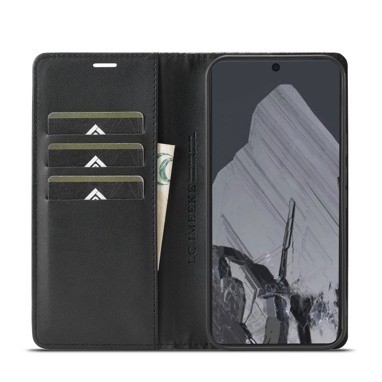 For Google Pixel 9 LC.IMEEKE Carbon Fiber Leather Phone Case(Horizontal Black)