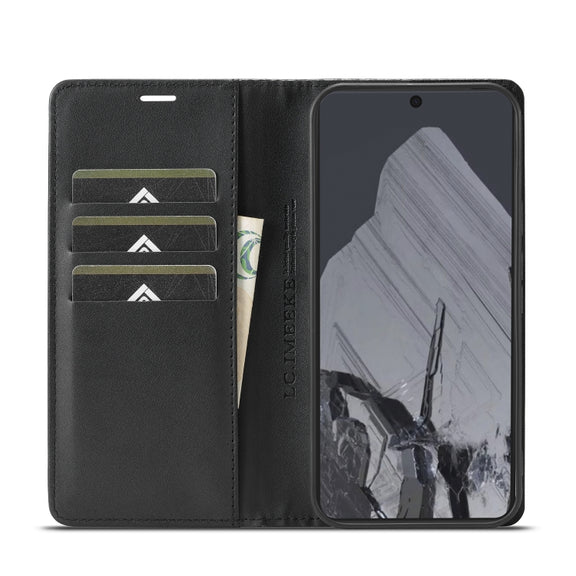 For Google Pixel 9 LC.IMEEKE Carbon Fiber Leather Phone Case(Horizontal Black)
