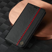 For Google Pixel 9 Pro LC.IMEEKE Carbon Fiber Leather Phone Case(Vertical Black)