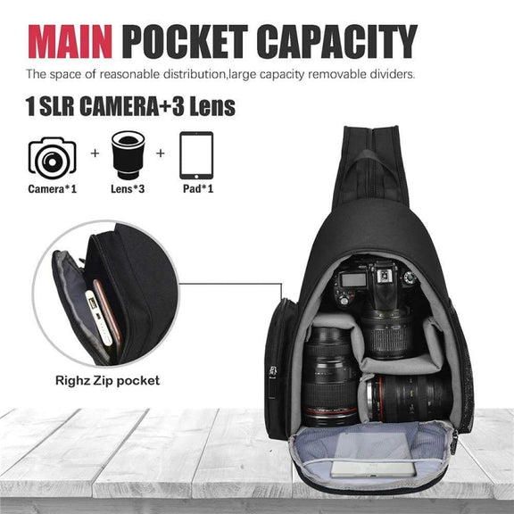 Cwatcun D17 Camera Shoulder Crossbody Backpack(Black)