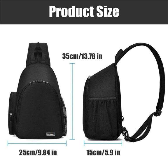 Cwatcun D17 Camera Shoulder Crossbody Backpack(Black)