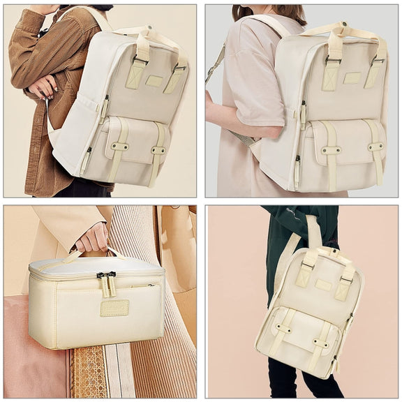 Cwatcun D78 Camera Laptop Backpack Bag With Detachable Insert Camera Case(Creamy White)