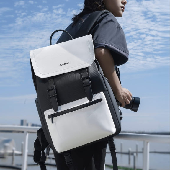 Cwatcun D79 Camera Backpack Multi-Functional Camera  Dual Shoulders Bag, Size:43.5 x 30.5 x 18cm Large(Black White)
