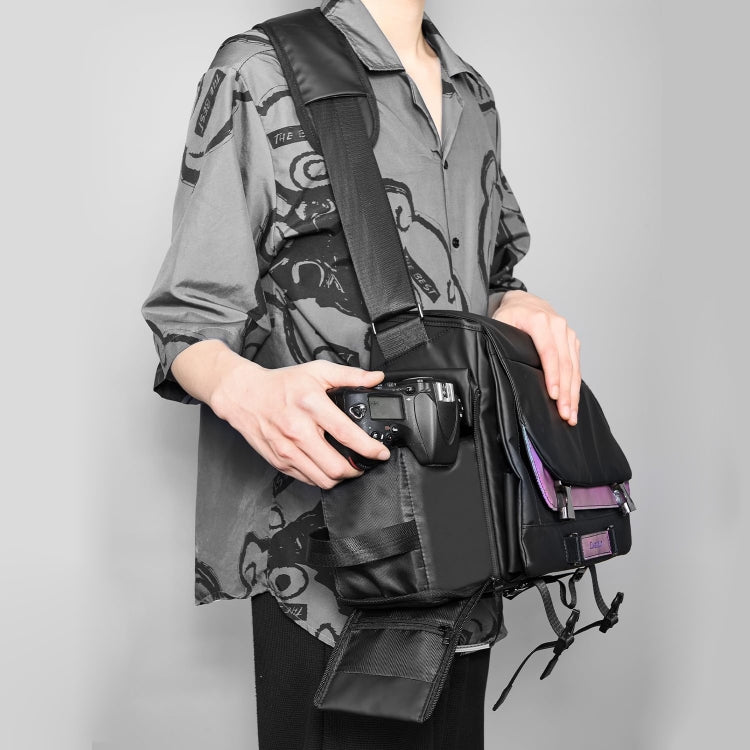 Cwatcun D85 Camera Bag Side Quick Access Camera Messenger Case Water-resistant Bag, Size:32 x 14 x 24cm Medium(Black)