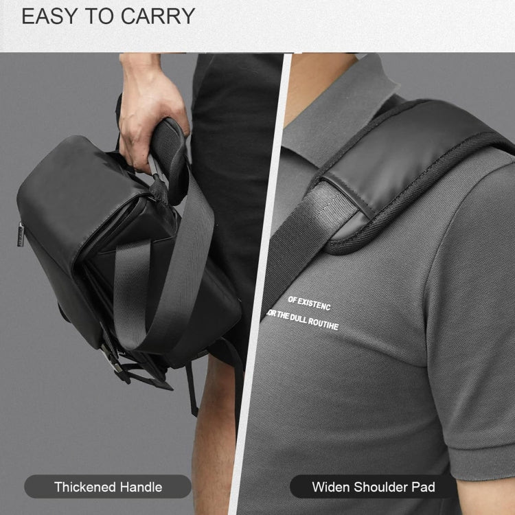 Cwatcun D85 Camera Bag Side Quick Access Camera Messenger Case Water-resistant Bag, Size:32 x 14 x 24cm Medium(Black)